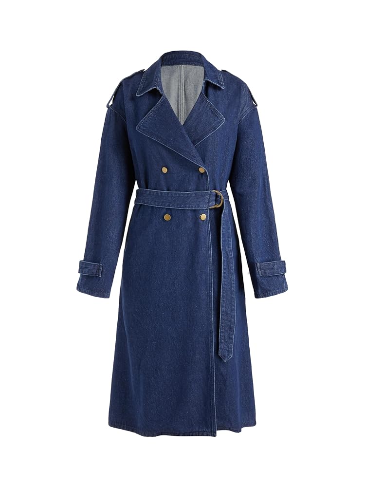 Amazon.com: CIDER Trench Coat Women Denim Long Sleeve Jean